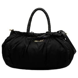 Prada-Prada Black Tessuto Bow Satchel-Black