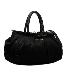 Prada-Prada Black Tessuto Bow Satchel-Black