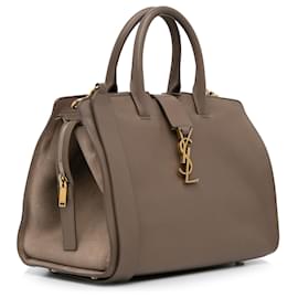 Saint Laurent-Saint Laurent Brown Downtown Cabas Satchel-Brown,Beige