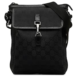 Gucci-Gucci Black GG Canvas Crossbody-Black