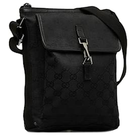 Gucci-Gucci Black GG Canvas Crossbody-Black