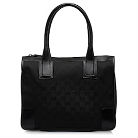 Gucci-Gucci Black GG Canvas Handbag-Black