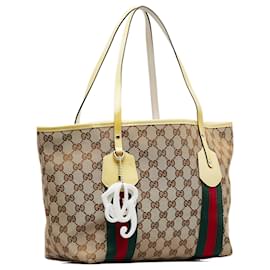 Gucci-Gucci Brown Medium GG Canvas Web Jolie Tote-Brown,Beige,Other