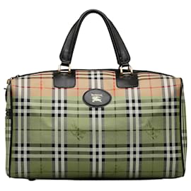 Burberry-Burberry Brown Haymarket Check Travel Bag-Brown,Beige