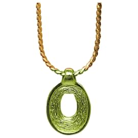 Dior-Dior Gold Rhinestone Pendant Necklace-Golden