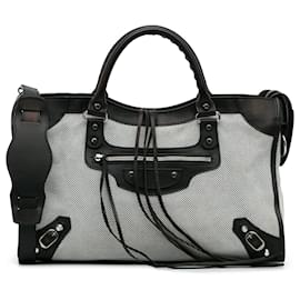 Balenciaga-Balenciaga White Perforated Twill Motocross Classic City-White