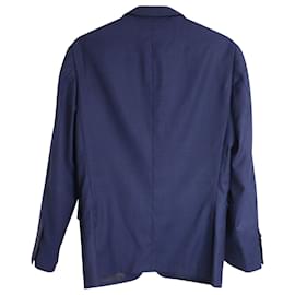 Burberry-Maßgeschneiderter Burberry-Blazer mit eingekerbtem Kragen aus blauer Wolle-Marineblau
