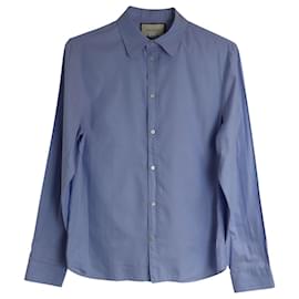 Gucci-Camisa de Botones Gucci en Algodón Azul Claro-Azul