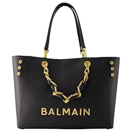 Balmain-1945 Soft Shopper Bag - Balmain - Leather - Black-Black