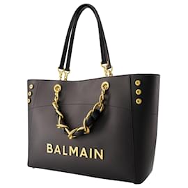 Balmain-1945 Soft Shopper Bag - Balmain - Leather - Black-Black