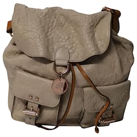 Mulberry-Mulberry Contrast Strap Textured Hobo Bag in Beige Leather-Beige