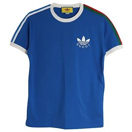 Camiseta Gucci x Adidas com logotipo em algodão azul Azul