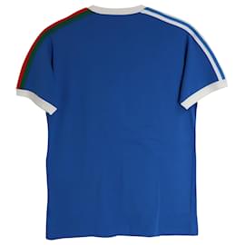 Gucci-Gucci x Adidas Logo T-Shirt in Blue Cotton-Blue