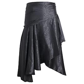 Autre Marque-Dodo Bar Or Draped Midi Skirt in Black Polyester-Black