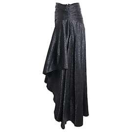 Autre Marque-Dodo Bar Or Draped Midi Skirt in Black Polyester-Black