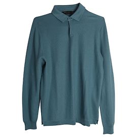 Polo Loro Piana a manica lunga in cotone bluverde Altro Verde