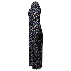 Autre Marque-Rixo Shirred Long Sleeve Midi Dress in Floral Print Viscose-Other