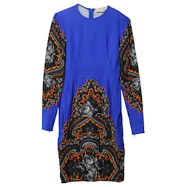 Stella Mc Cartney-Stella McCartney Long Sleeve Printed Pencil Dress in Blue Viscose-Blue