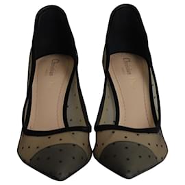 Dior-Zapatos de tacón de malla con lunares Christian Dior D-Moi en tul negro-Negro