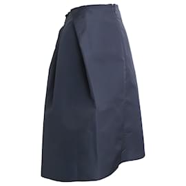 Prada-Prada Pleated Skirt in Navy Blue Silk-Blue,Navy blue