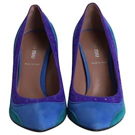 Miu Miu-Zapatos de salón Miu Miu Camoscio Fancy en ante azul-Azul