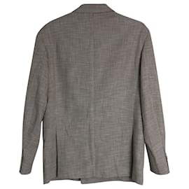 Etro-Etro Textured Double-Breasted Blazer in Brown Cotton-Brown