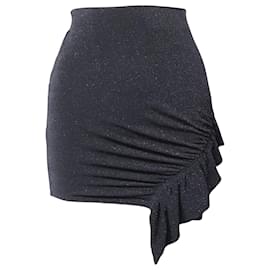 Iro-Iro Zilka Mini-jupe en maille stretch métallisée en nylon noir-Noir