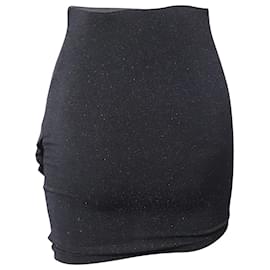 Iro-Iro Zilka Metallic Stretch-Knit Mini Skirt in Black Nylon-Black