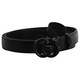 Gucci GG Marmont Thin Belt in Black Leather Black