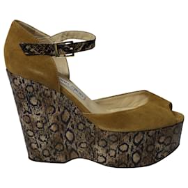 Jimmy Choo-Jimmy Choo Folly Platform Wedge in Multicolor Suede -Other,Python print