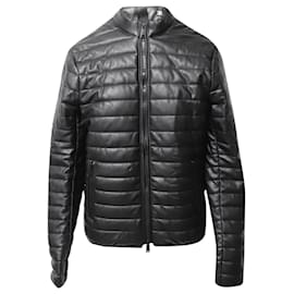 Emporio Armani-Emporio Armani Quilted Jacket in Black Leather-Black