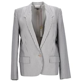 Stella Mc Cartney-Stella McCartney Striped Blazer in White and Grey Cotton-Grey