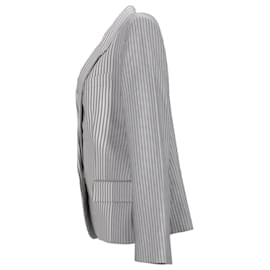 Stella Mc Cartney-Stella McCartney Striped Blazer in White and Grey Cotton-Grey