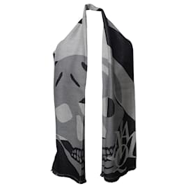 Alexander Mcqueen-Bufanda Alexander McQueen con calavera en lana gris-Gris