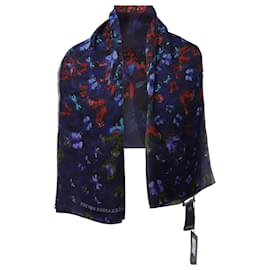 Alexander Mcqueen-Alexander McQueen Butterfly in Flight Scarf in Blue Silk-Blue