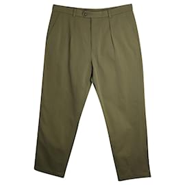 Gucci-Gucci  Tapered Pleated Trousers in Green Cotton-Green