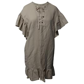 Ulla Johnson-Ulla Johnson Vestido franzido com renda em Tencel bege-Marrom,Bege