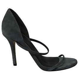 Alexander Wang Stasya Strap Sandals in Dusty Blue Suede Blue