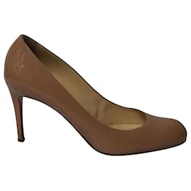 Christian Louboutin-Christian Louboutin Pigalle Pumps in Nude Patent Leather-Flesh