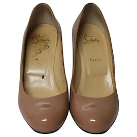 Christian Louboutin-Christian Louboutin Pigalle Pumps in Nude Patent Leather-Flesh