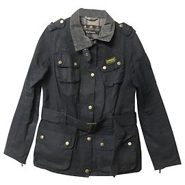 Jaqueta Barbour Biker-Style Wax em algodão preto Preto