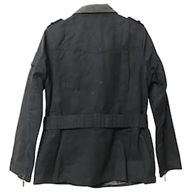 Barbour-Barbour Biker-Style Wax Jacket in Black Cotton-Black