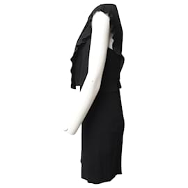 Sandro-Sandro Paris Pleated Bib Sheath Dress in Black Viscose-Black
