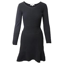 Sandro-Sandro Paris Fluted Knit Dress in Black Cotton-Black