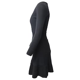 Sandro-Sandro Paris Fluted Knit Dress in Black Cotton-Black