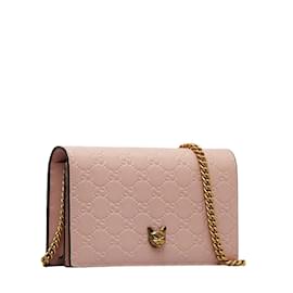 Gucci-Guccissima Leather Chain Crossbody Bag 548060-Pink