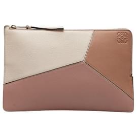 Loewe-Puzzle Leather Clutch Bag-Pink