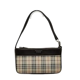 Burberry-House Check Canvas & Leather Shoulder Bag-Brown