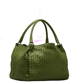 Bottega Veneta-Intrecciato Leather Tote Bag-Red