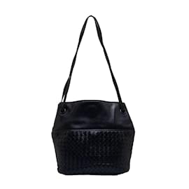 Bottega Veneta-Intrecciato Leather Shoulder Bag-Black